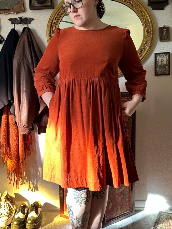 Madewell Dresses & Skirts - Rust orange corduroy babydoll dress